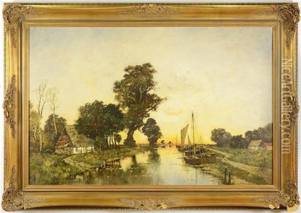 River Landscape Oil Painting - Karl Heffner