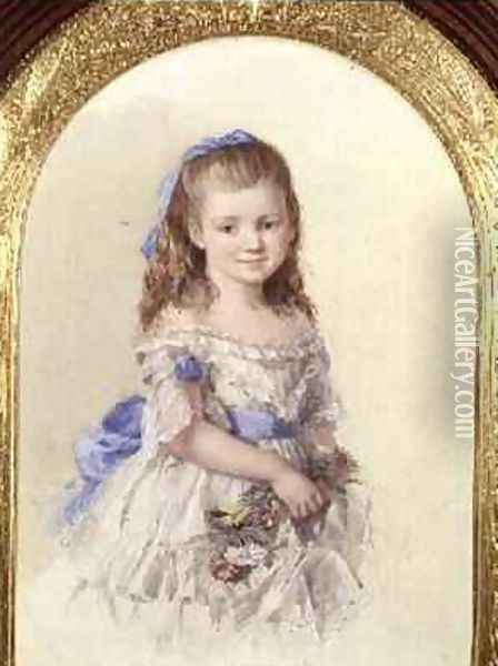 Portrait of Winifred Mary Bombass aged ten 1872 Oil Painting - Isabel Oakley Naftel
