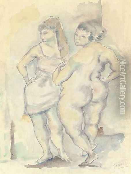 Deux femmes Oil Painting - Jules Pascin