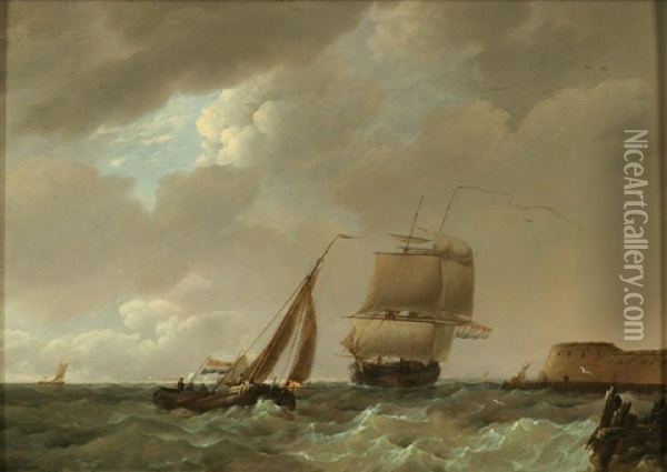 Rough Seas Oil Painting - Johannes Hermanus Koekkoek