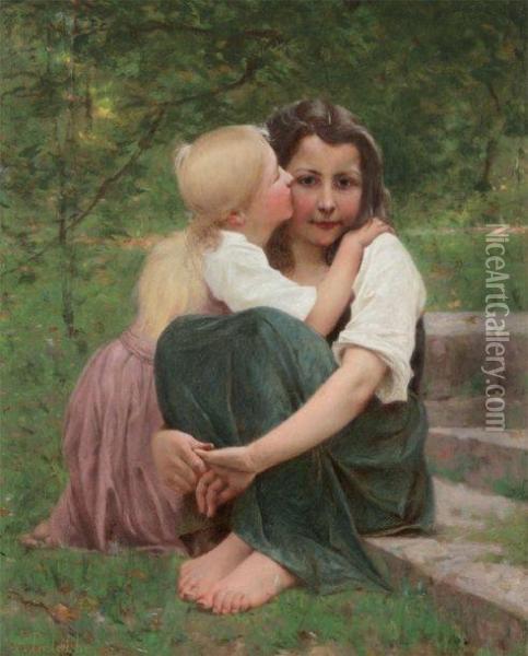 La Tendresse Oil Painting - Francois Alfred Delobbe
