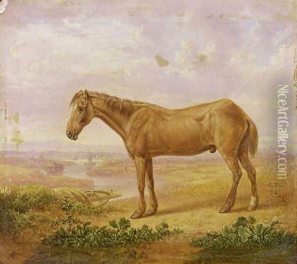 Old Billy, a Draught Horse, Aged 62 Oil Painting - Charles Towne