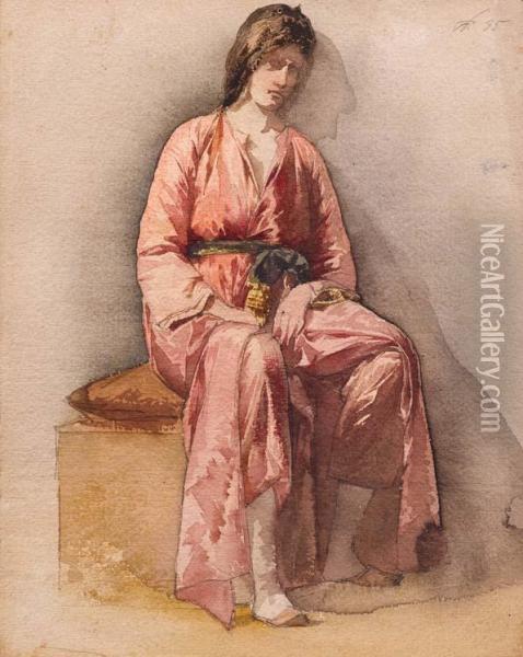 Donna In Rosa Oil Painting - Federico Faruffini