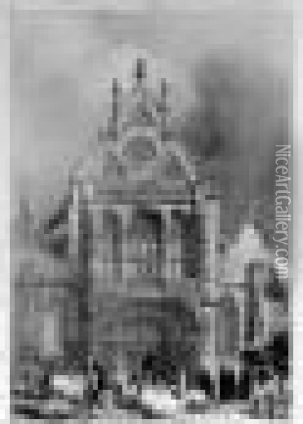 Eglise
 De Saint-taurin, Evreux ; Pesmes ; Facade De L'eglise De Brou Oil Painting - Richard Parkes Bonington
