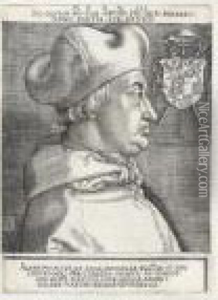 Cardinal Albrecht Of Brandenburg (the Large Cardinal) (b.103; M., Holl.101) Oil Painting - Albrecht Durer