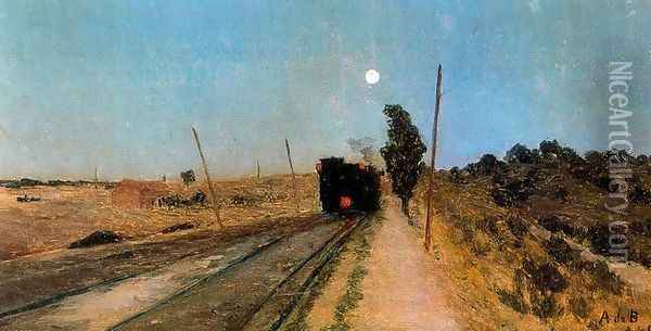 Tren en la noche Oil Painting - Aureliano de Beruete y Moret