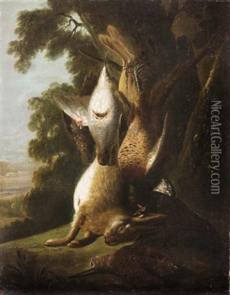 Jagdstillleben Mit Hase, Rebhuhn Und Fasan Oil Painting - Franz Werner von Tamm