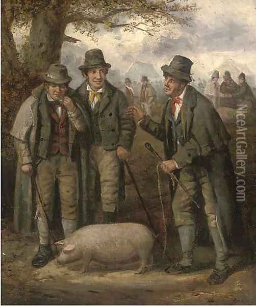The pig market Oil Painting - George Morland