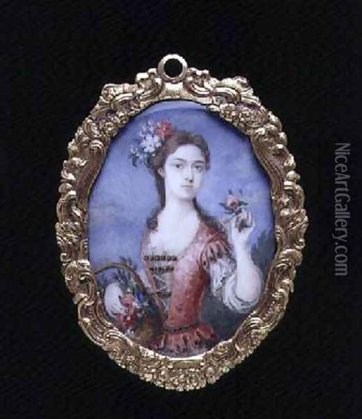 Portrait miniature of an unknown lady as Flora Oil Painting - Bernard III Lens