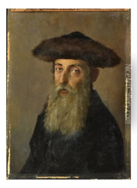 Rabbi Oil Painting - Isidor Kaufmann