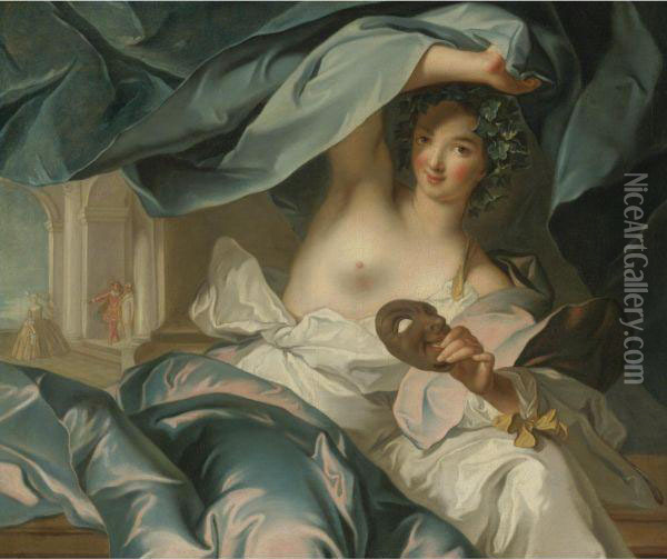 Portrait Of The Duchesse De Chteauroux As Thalia, Muse Of Comedy Oil Painting - Jean-Marc Nattier