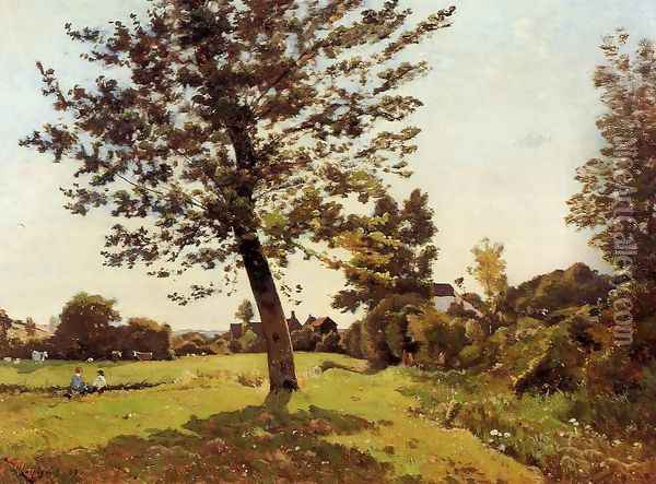 Meadow, Sunlight Effect Oil Painting - Henri-Joseph Harpignies