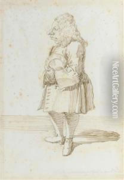 Portrait De Monsieur Le Brun, Valet De Chambre, De Profil A Droite,tenant Une Assiette Oil Painting - Pier Leone Ghezzi
