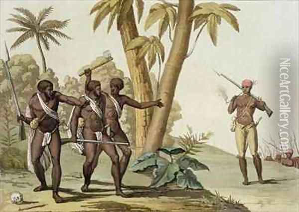 British Guyana Surinam, the Slave Rebellion Oil Painting - G. Bramati