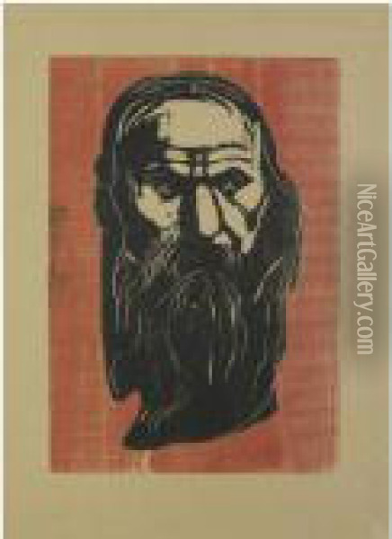 Head Of An Old Man With Beard (w. 206) Oil Painting - Edvard Munch