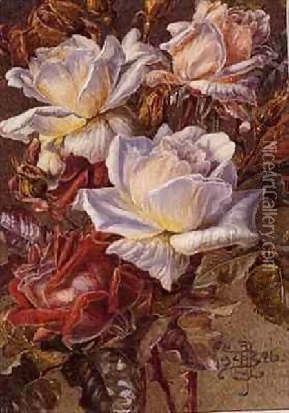 A Bunch of Roses Oil Painting - Fanny Jane Bayfield