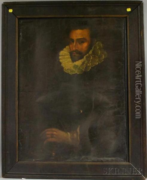 Portrait Of A Gentleman Wearing A Ruff Collar Oil Painting - El Greco (Domenikos Theotokopoulos)