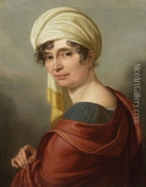 Bildnis Einer Dame Mit Turban Oil Painting - Giuseppe (Josef) Grassi