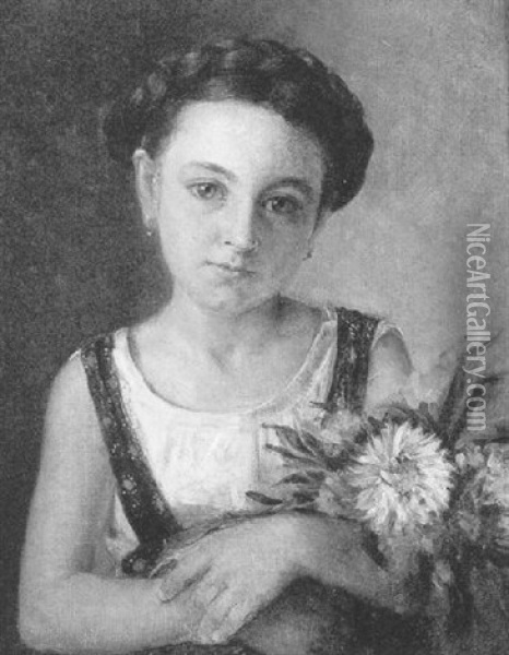 Madchen Mit Blumen Oil Painting - Marie Zajaczkowska