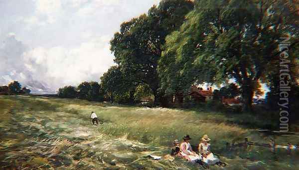 Hayfield at Danbury, Essex, 1890 Oil Painting - Edmund Morison Wimperis