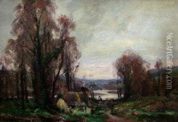 Cornish Wooded River Landscape Oil Painting - Garstin Cox
