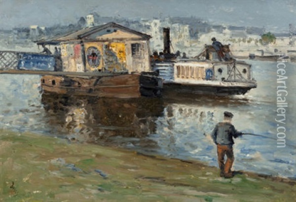 L'embarcadere Sur La Seine, 1886 Oil Painting - Frank Myers Boggs
