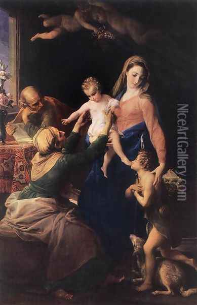 Holy Family 1777 Oil Painting - Pompeo Gerolamo Batoni