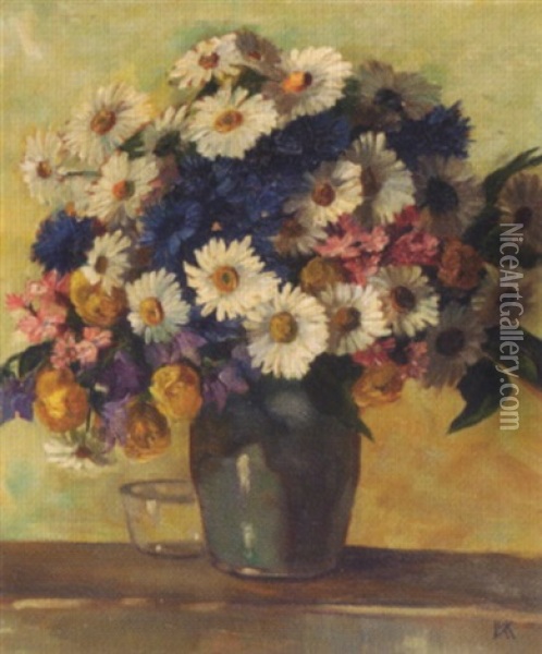 Wiesenblumen In Vase Oil Painting - Karl (Franz) Kuna
