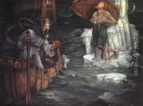 The Voyage Of St. Brandan Oil Painting - Edward Reginald Frampton