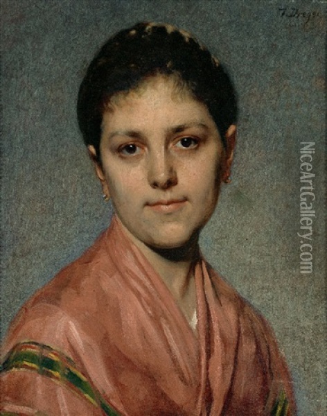 Portrait Einer Jungen Frau Mit Direktem Blick Zum Betrachter Oil Painting - Tom von Dreger