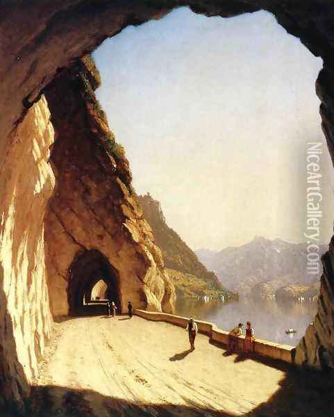 The Galleries of the Stelvio - Lake Como Oil Painting - Sanford Robinson Gifford