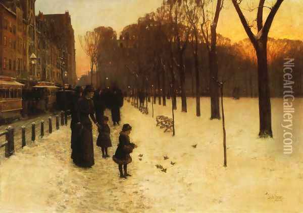 Boston Common at Twilight Oil Painting - Frederick Childe Hassam