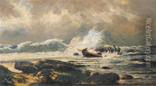 Breaking Waves Oil Painting - Mauritz Frederick Hendrick de Haas
