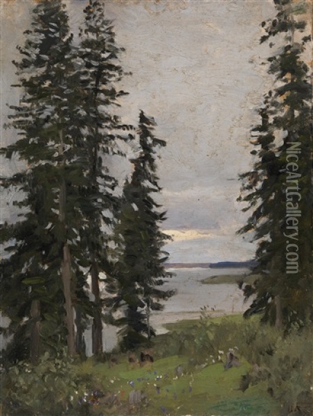 Forest By The Lake Oil Painting - Isaak Levitan