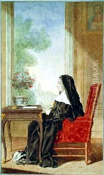 Madame de Chanut, Abbess of St. Remi Oil Painting - Louis Carrogis Carmontelle