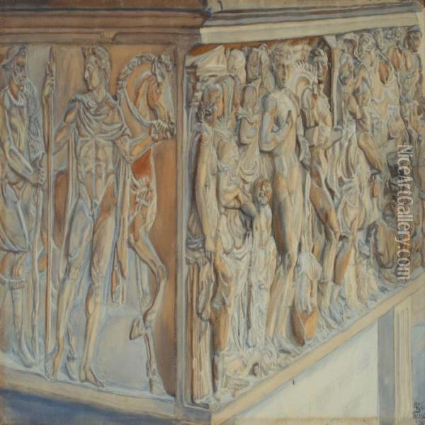 A Study In Detail Of An Italian Frieze Oil Painting - Fritz Syberg