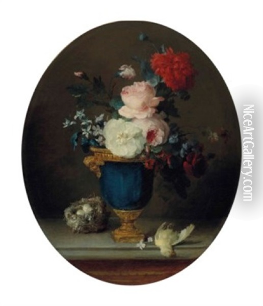 Bouquet Of Flowers In A Gilt-bronze Mounted Vase Oil Painting - Anne Vallayer-Coster
