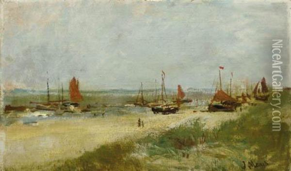 Bomschuiten On The Beach Oil Painting - Jacob Henricus Maris