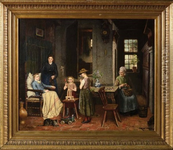 Famille Dans Un Interieur Oil Painting - Jean Arnould Heyermans