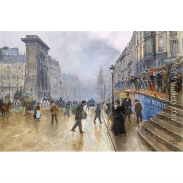 Le Boulevard Saint-denis, Paris Oil Painting - Jean Beraud