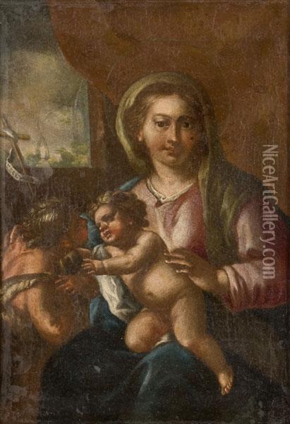 Vergine Col Bambino E San Giovannino Oil Painting - Alfonso Di Spigna