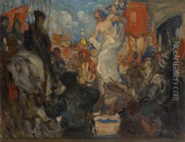 La Procession Oil Painting - Fernand Allard L'Olivier