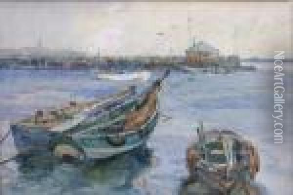 Cobles At North Shields Oil Painting - John William Gilroy