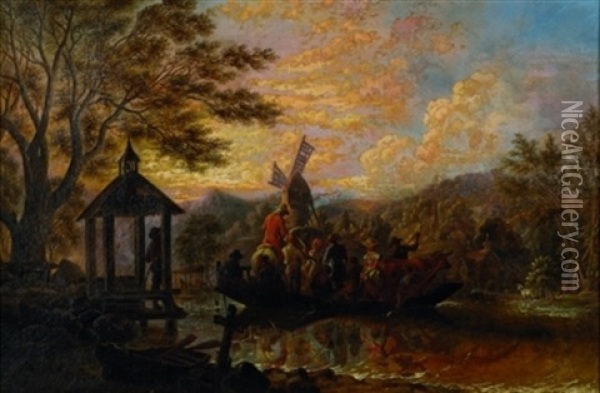 The Rural Ferry Oil Painting - Edward Ashton Goodes