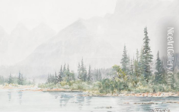 Lake In The Rockies Oil Painting - Thomas Mower Martin