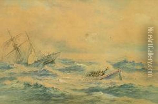 Lifeboat And Distressed Sailing Vessel Oil Painting - Edward Duncan