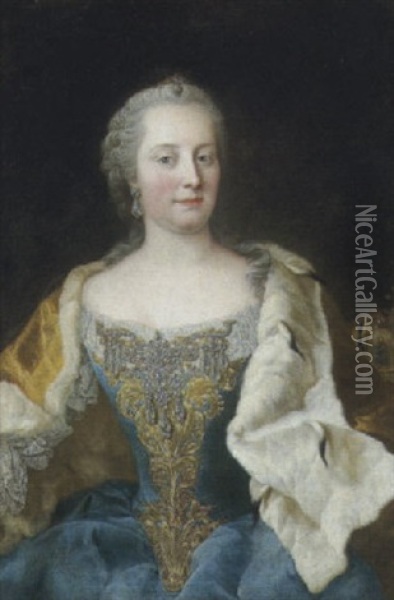 Kaiserin Maria Tehresia Mit Der Ungarischen Konigskrone Oil Painting - Martin van Meytens the Younger