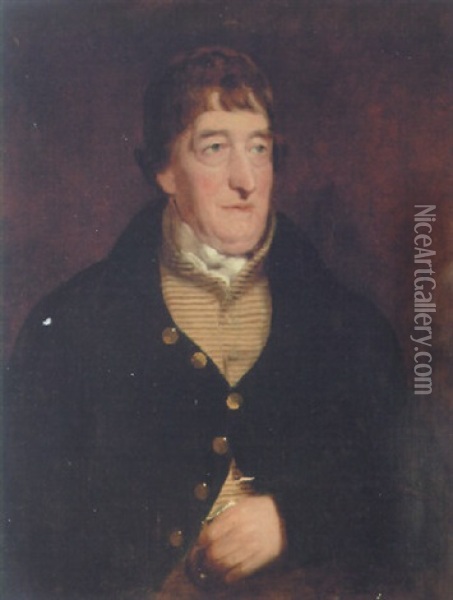 Portrait Of William Turnbull In A Blue Coat With Striped Waistcoat And White Stock Oil Painting - John Watson Gordon