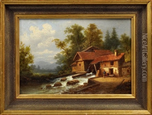 Landschaft Mit Wassermuhle Oil Painting - Coelestin Bruegner