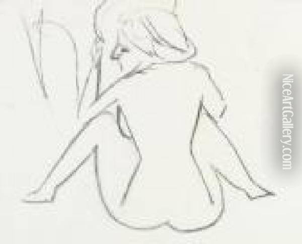 Sitzender Weiblicher Ruckenakt Oil Painting - Ernst Ludwig Kirchner